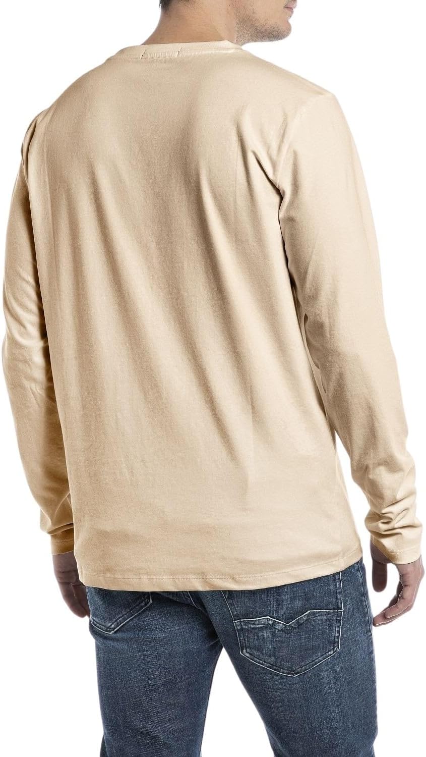 Replay Herren Langarmshirt mit Brusttasche 3XL Light Taupe 803, 3XL Light Taupe 803