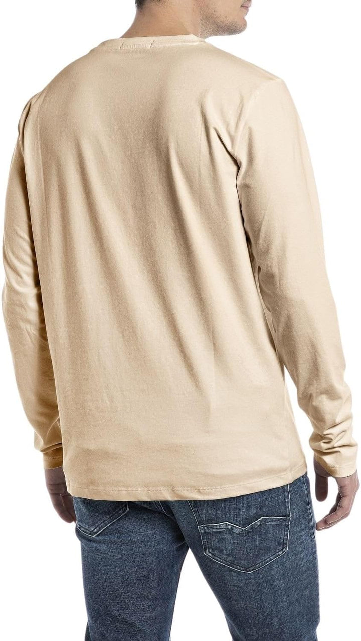 Replay Herren Langarmshirt mit Brusttasche 3XL Light Taupe 803, 3XL Light Taupe 803