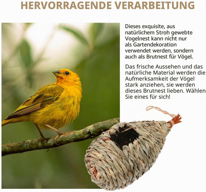2st Vogelnest Aus Stroh Fenster Vogelnest Vogel Im Freien Meise Strohvogel Papageienspielzeug Vogelh