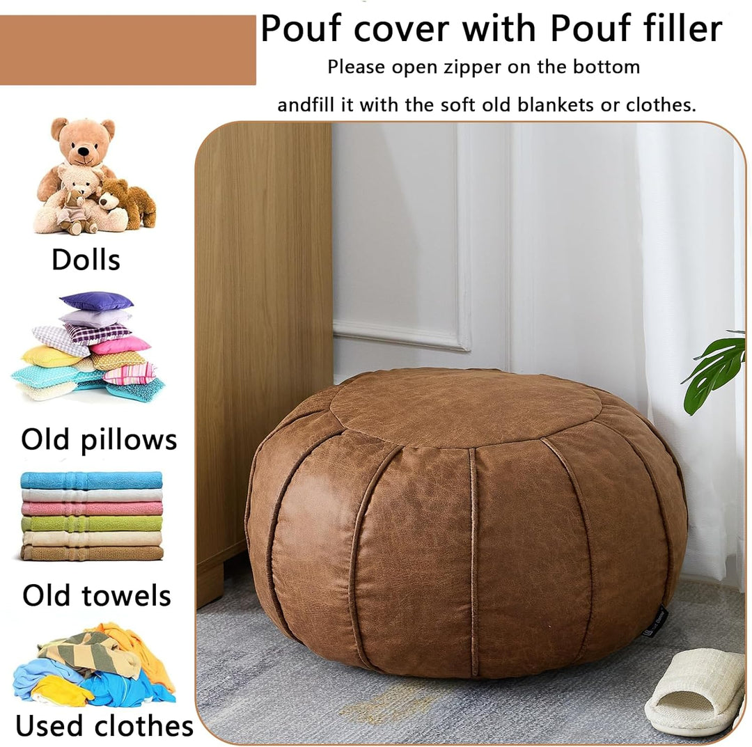 Louis Donné Unstuffed Pouf Cover-Father456 (Tawny-126) Braun, Braun
