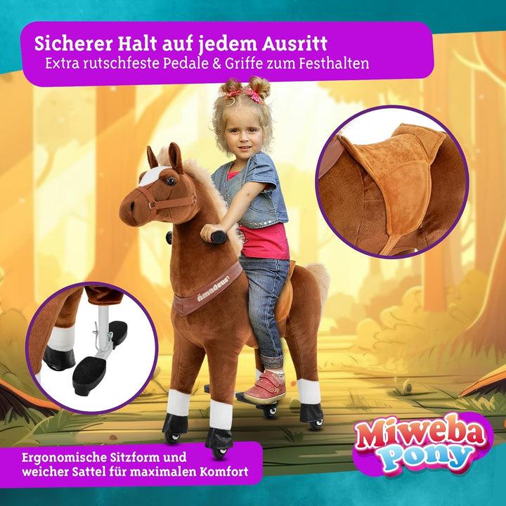 Miweba Pony Amadeus | Reitpferd auf Rollen - Pferd für Kinder - Schaukelpferd - Schaukeltier - Kusch