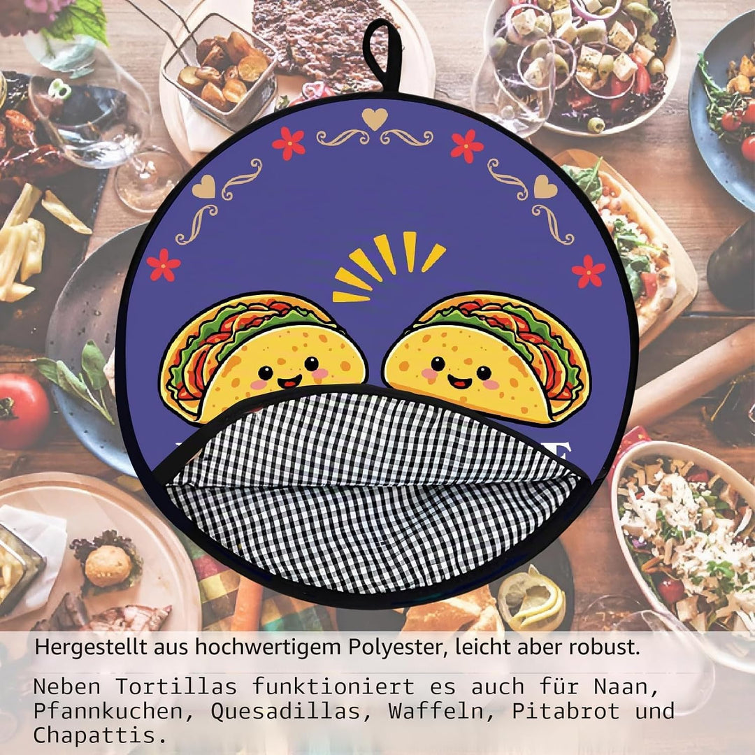 CREATCABIN Tortilla Wärmer Tacos Tortilla Halter Wärmer Tragbar Polyestergewebe Blau Doppeldruck Fri