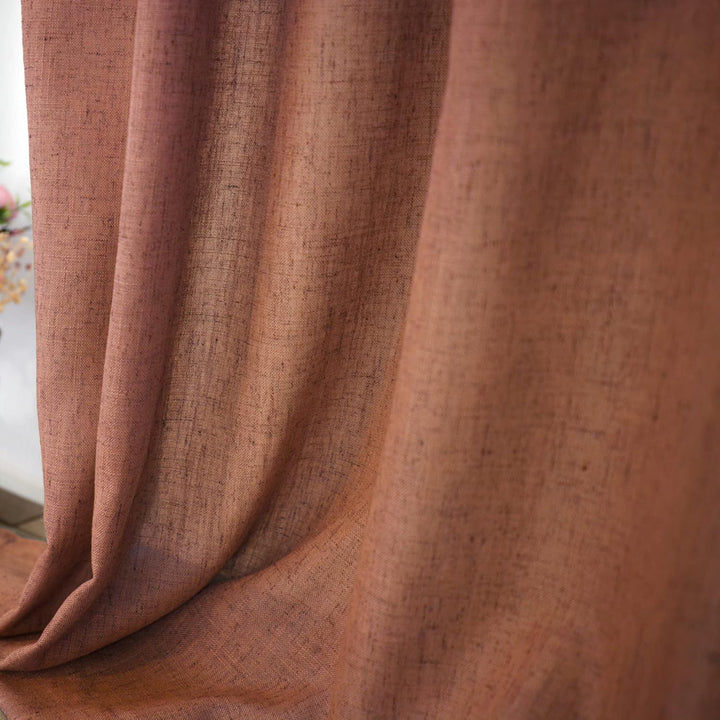 Terrakotta-Leinen-Vorhänge, transparent, 132 x 274 cm, für Schlafzimmer, 2 Paneele, Set auf der Rück