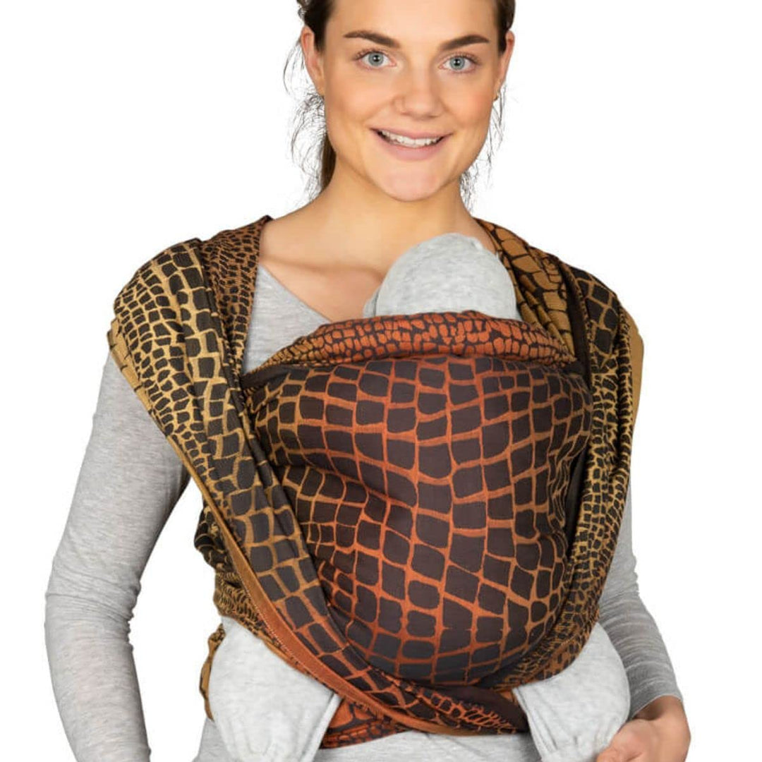 Hoppediz Baby-Tragetuch ab Geburt, Neugeboren bis Kleinkind, 100% kbA-Baumwolle (Bio), Darwin black