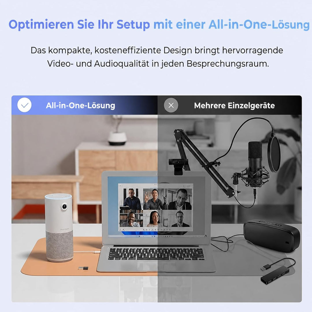 Nuroum Videokonferenz-Webcam mit Mikrofon&amp;Lautsprecher, C10 3-in-1 Kamera für Videokonferenz mit Fre