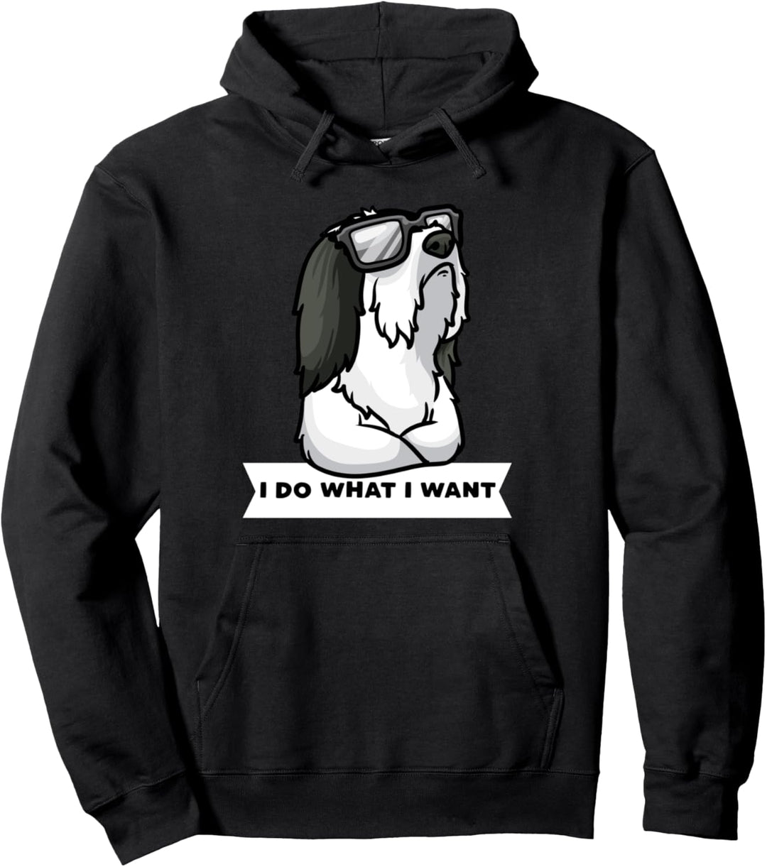 Sturer Bearded Collie Hund Highland Collie Mountain Collie Pullover Hoodie