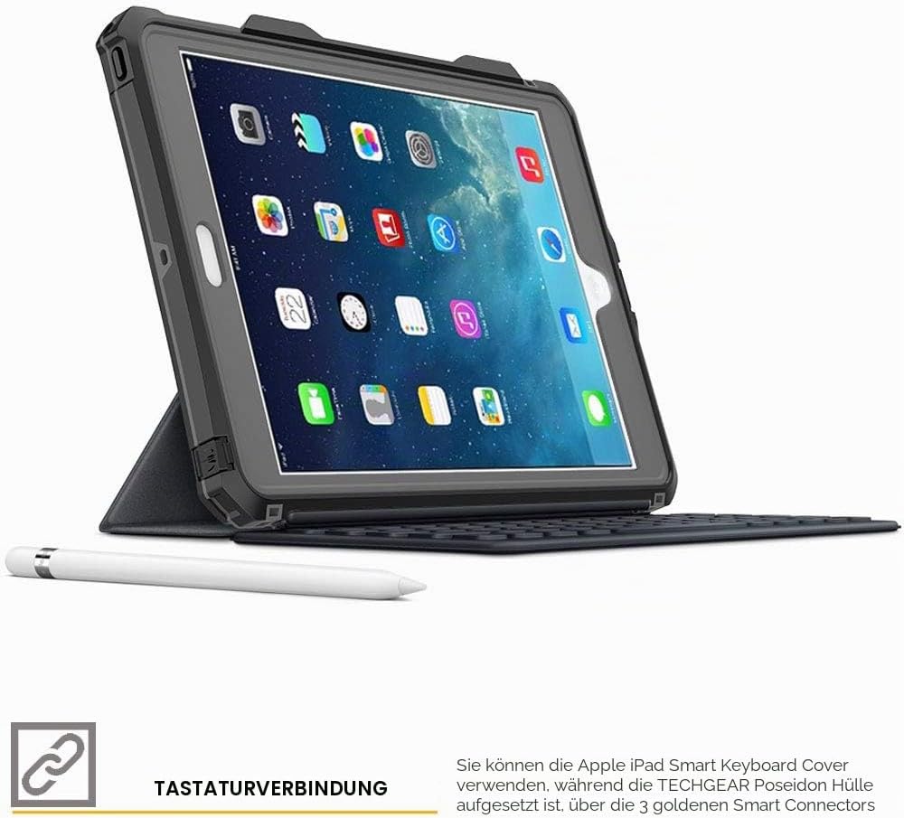 TECHGEAR Wasserdichte Hülle für iPad 10.2 2021/2020/2019 [9. 8. 7. Generation] {Poseidon Case} Schla