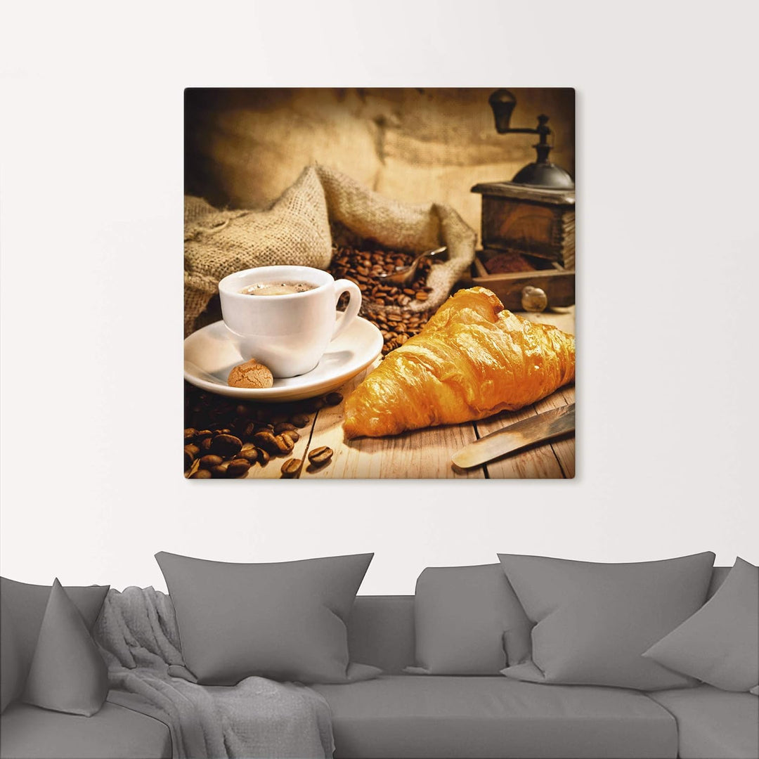 Artland Leinwandbild Wandbild Bild auf Leinwand 50x50 cm Wanddeko Kaffee Coffee Cafe Kaffeebohnen Le