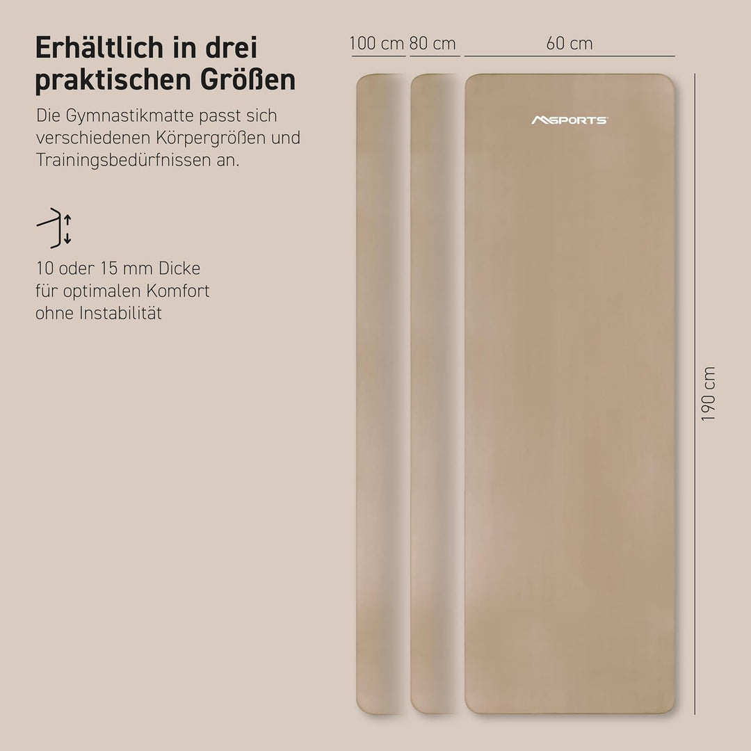 MSPORTS Gymnastikmatte | Yogamatte Premium rutschfest inkl. Tragegurt + Übungsposter + Workout App I
