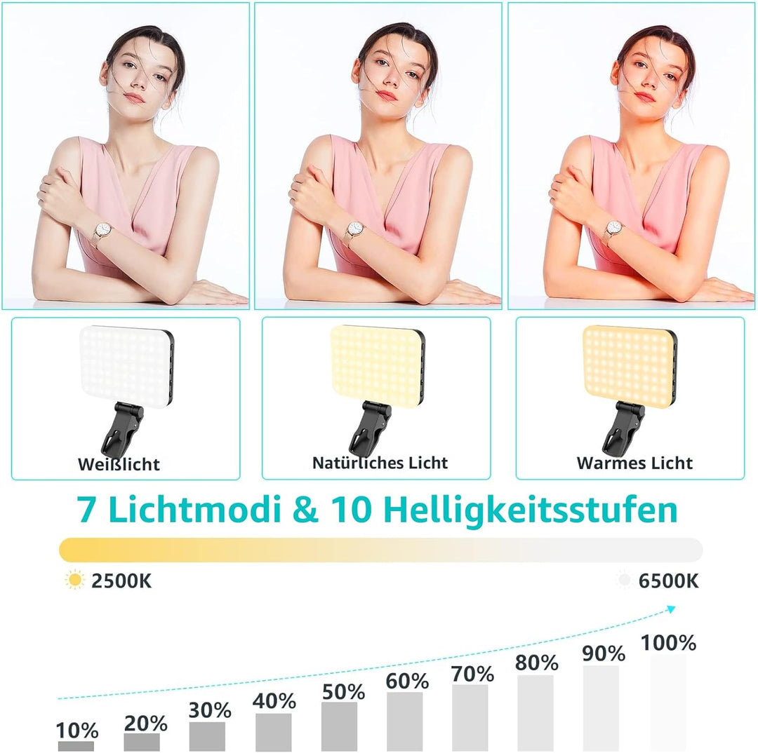 Selfie-Licht, 60 LED 2200mAh wiederaufladbares Handy-Fülllicht 7 Modi, 10-stufige Helligkeit, tragba