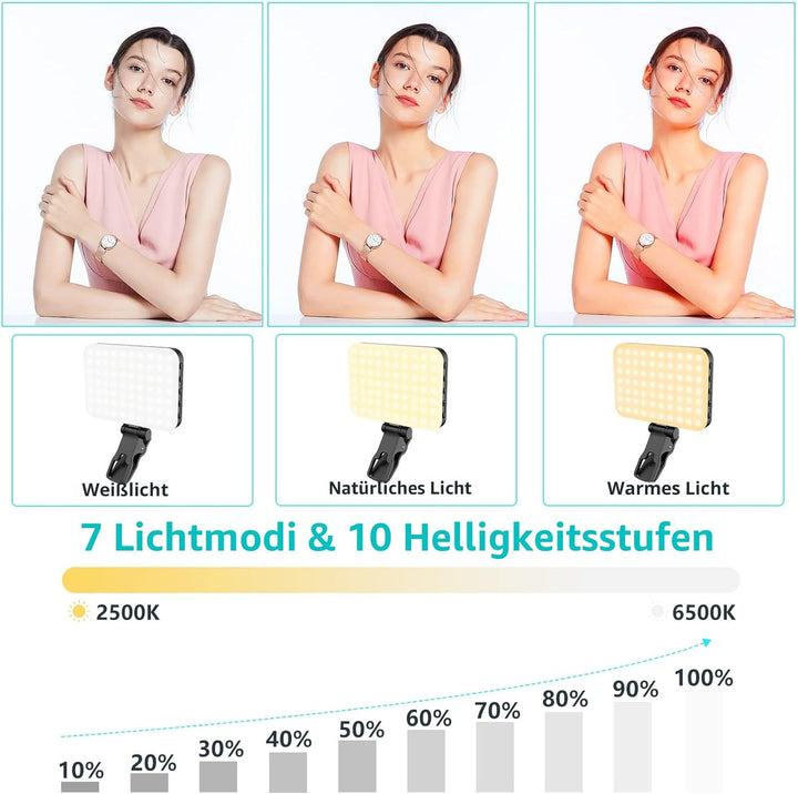 Selfie-Licht, 60 LED 2200mAh wiederaufladbares Handy-Fülllicht 7 Modi, 10-stufige Helligkeit, tragba
