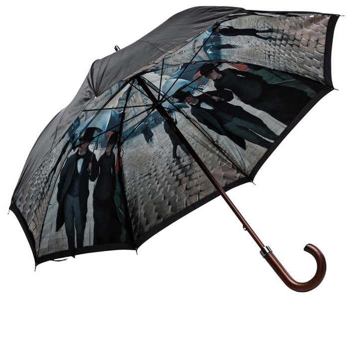 LUCKYWEATHER Regenschirm Stockschirm Damen/Herren Motiv Rainy Day in Paris Holzstock Double Layer I