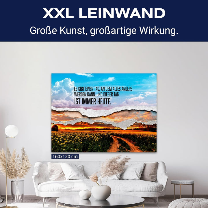 wandmotiv24 Leinwandbild Motivation, 60x45cm, Querformat, Heute ist Alles Anders, Deko, Bilder auf L