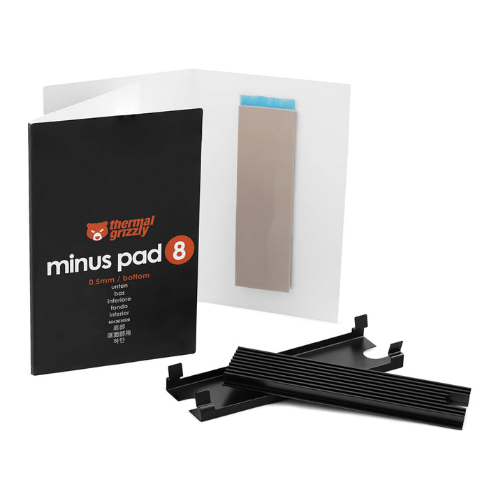Thermal Grizzly - M.2 SSD Cooler - Inklusive 2x Minus Pad 8 Thermal Pads - Passiv Kühler für Next Ge