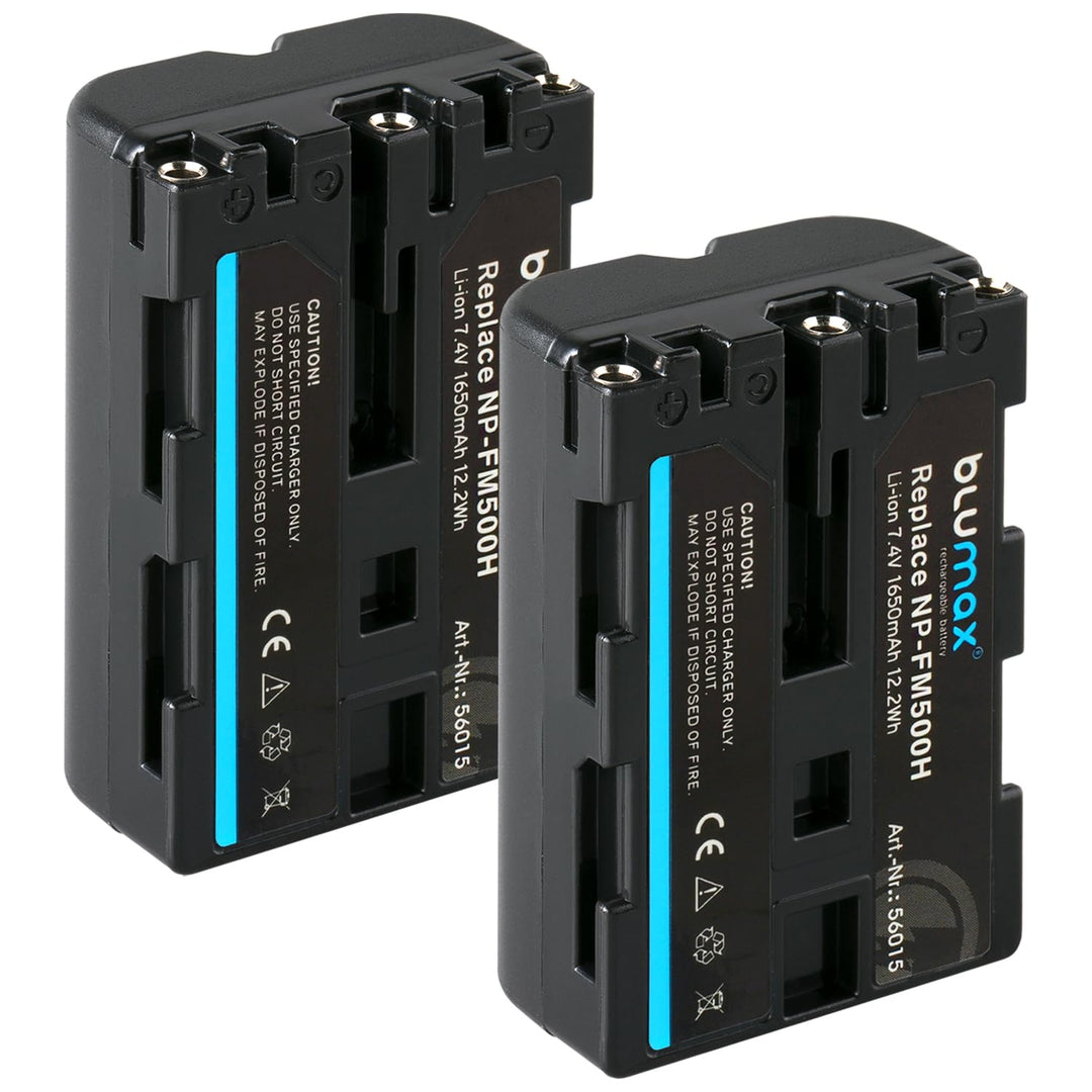 Blumax 2X NP-FM500H (1650mAh) Akku kompatibel mit Sony Alpha A57 A58 A65 A65V A68 A77 A77V A99 A99 I