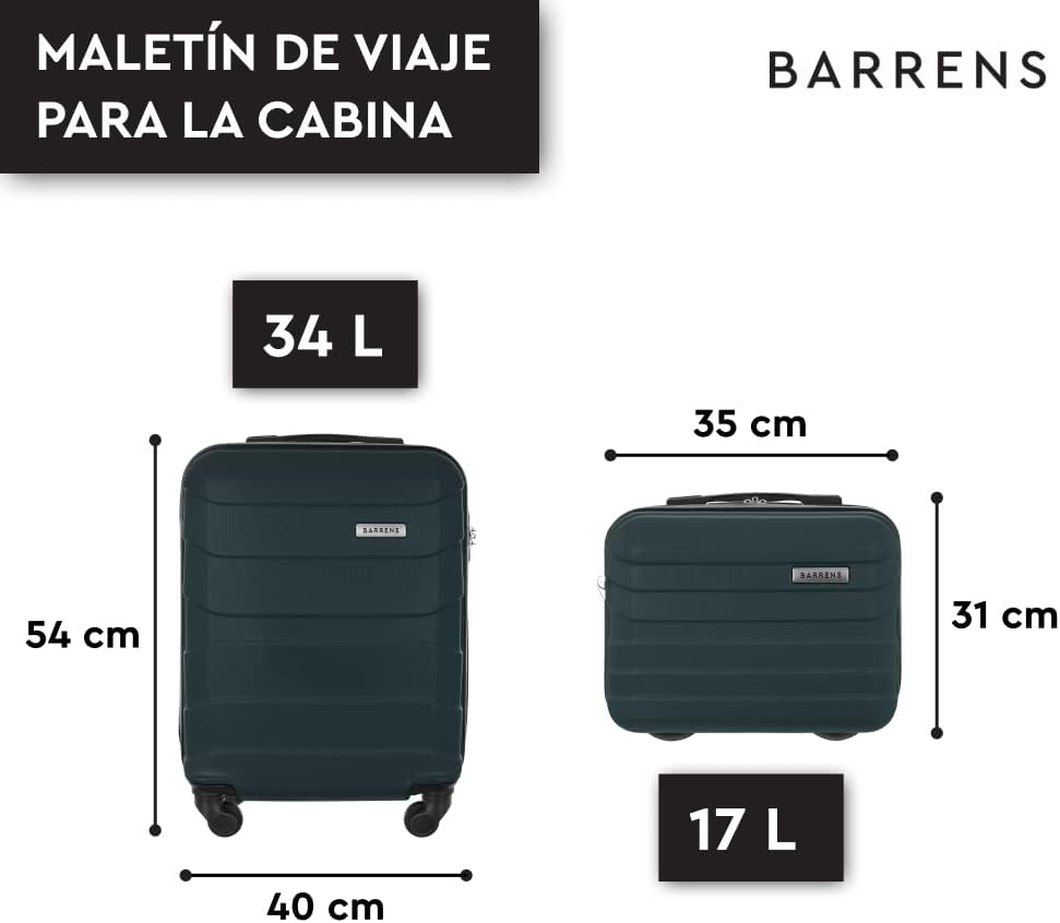 BARRENS Kabinenkoffer + Reisekosmetikkoffer Set | Handgepäck | Kabinenkoffer 55x40x20cm 34l | Kosmet