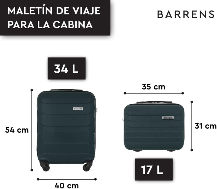 BARRENS Kabinenkoffer + Reisekosmetikkoffer Set | Handgepäck | Kabinenkoffer 55x40x20cm 34l | Kosmet