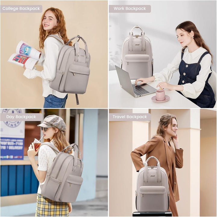 LOVEVOOK Rucksack Damen, 15,6 Zoll Laptop Rucksack Wasserdicht, Elegant Schulrucksack Teenager Mädch