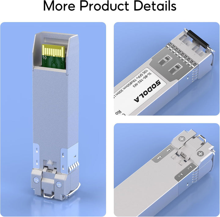 10GBase-SR SFP+ Transceiver, 850nm MMF, bis zu 300 Meter, Kompatibel mit Cisco SFP-10G-SR, Meraki MA