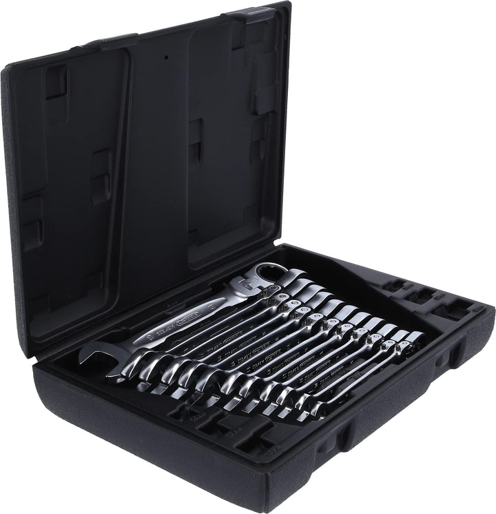 KS Tools 503.4865 GEARplus Gelenk-Ratschenringmaulschlüssel-Satz, 12-tlg.feststellbar
