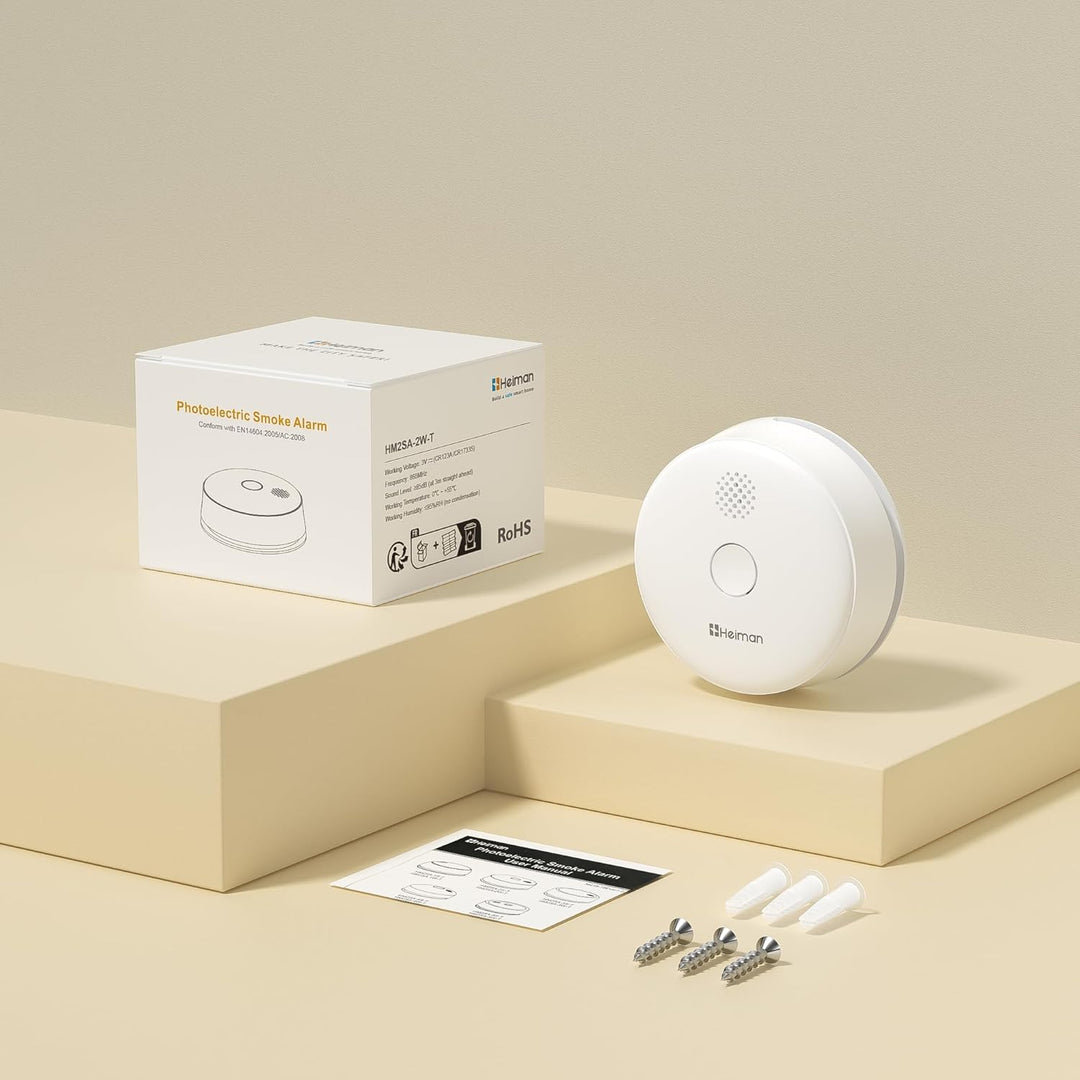 HEIMAN Rauchmelder, Funkvernetzbar, Funkrauchmelder Max. 40 vernetzbarer Brandmelder,85dB, 10 Jahre