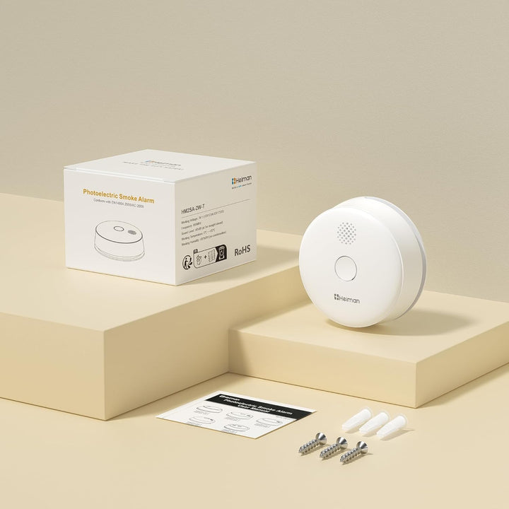 HEIMAN Rauchmelder, Funkvernetzbar, Funkrauchmelder Max. 40 vernetzbarer Brandmelder,85dB, 10 Jahre