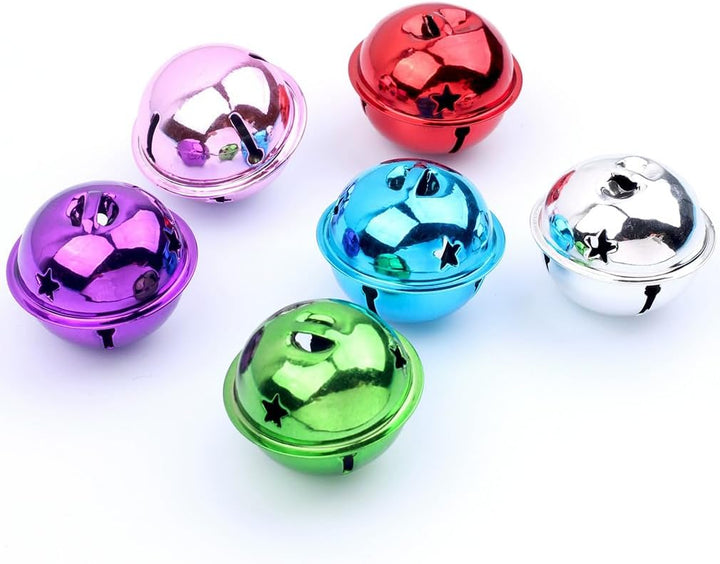 50 Stück 40MM Gross Metallglöckchen Schellen Glocken Bunt Glöckchen Glocke Mehrfarbig Anänger Glocke