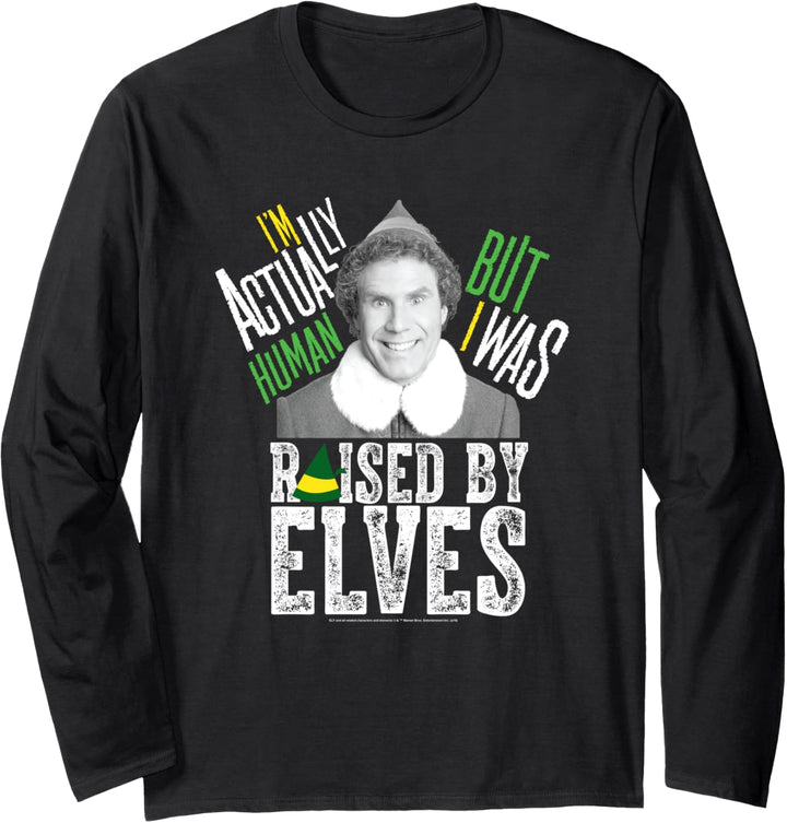 Elf Not Human Raised By Elves Weihnachten Langarmshirt