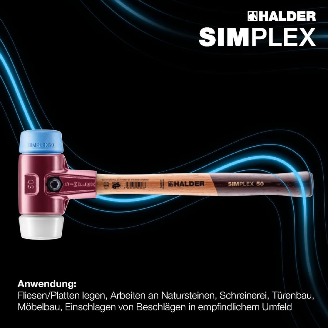 SIMPLEX-Schonhammer, TPE-soft/Superplastik; mit Tempergussgehäuse und hochwertigem Holzstiel | D=30