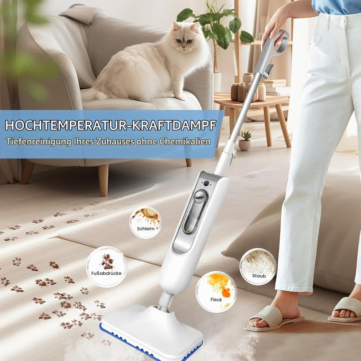 2 in 1 Dampfreiniger/Dampfbesen 3000W Multifunktions Reiniger Dampf Mop für Tiefenreinigung Böden Ha