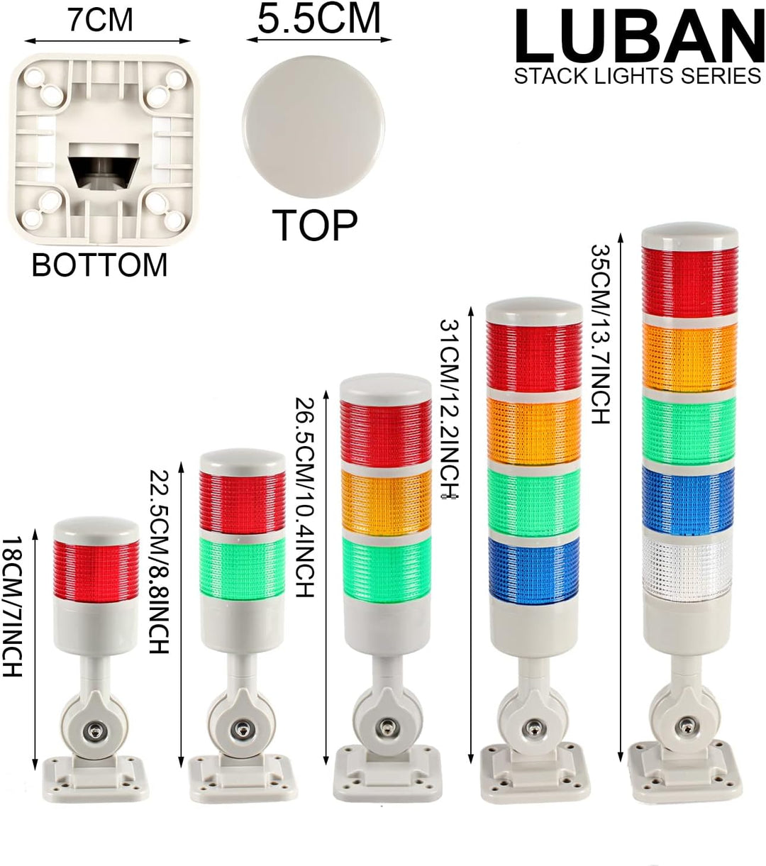 LUBAN Industrielle Warnleuchte, CNC-Maschinenwarnleuchte mit Summer & drehbarem Sockel, 5-stufige Si