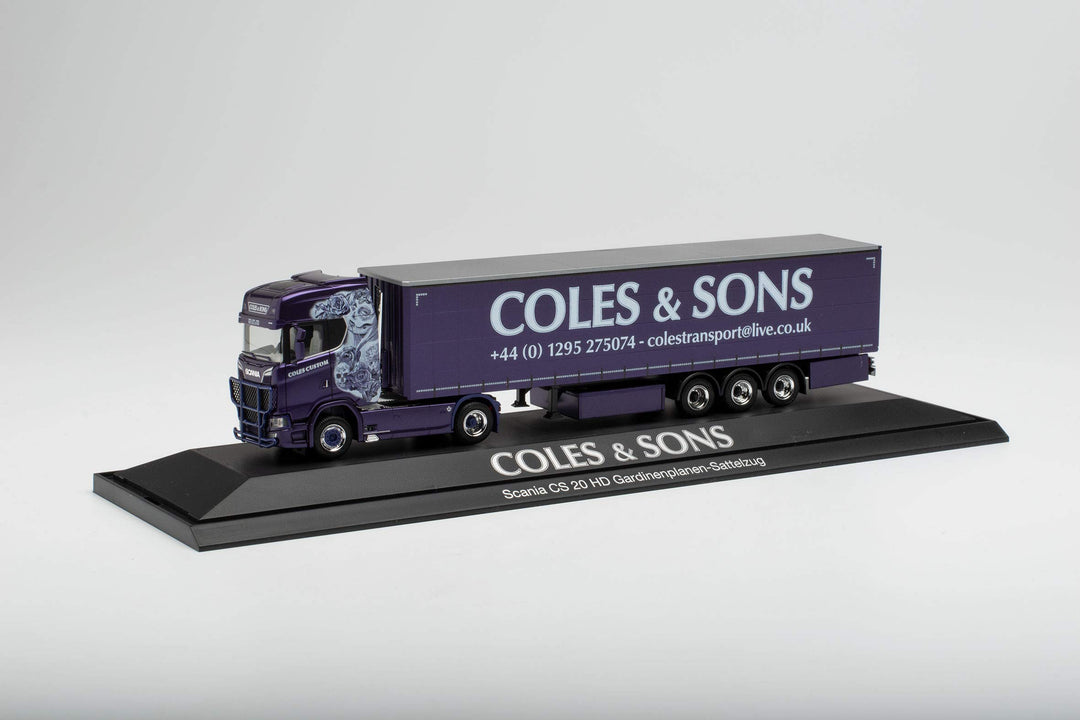 herpa 122108 Scania CS 20 HD Gardinenplanen-Sattelzug Coles &amp; Sons in Miniatur zum Basteln Sammeln u