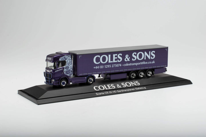 herpa 122108 Scania CS 20 HD Gardinenplanen-Sattelzug Coles &amp; Sons in Miniatur zum Basteln Sammeln u