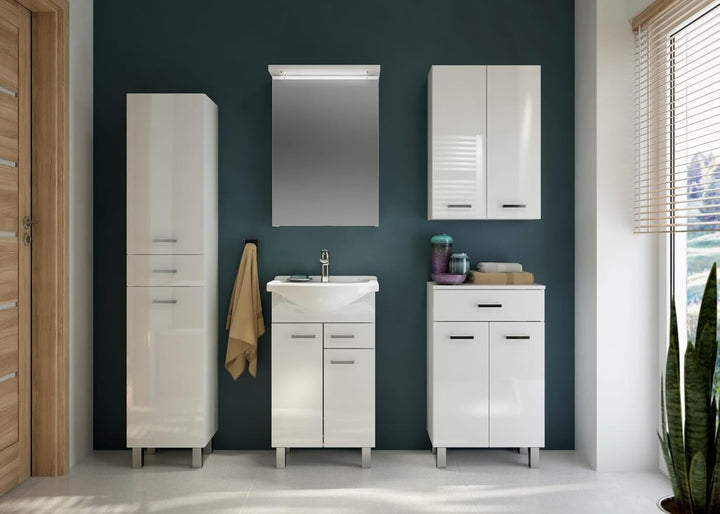 Deftrans Domodomo Badezimmer Wandschrank weiss glänzend MEA 71 x 50 cm, Badezimmer Hängeschrank, Sch