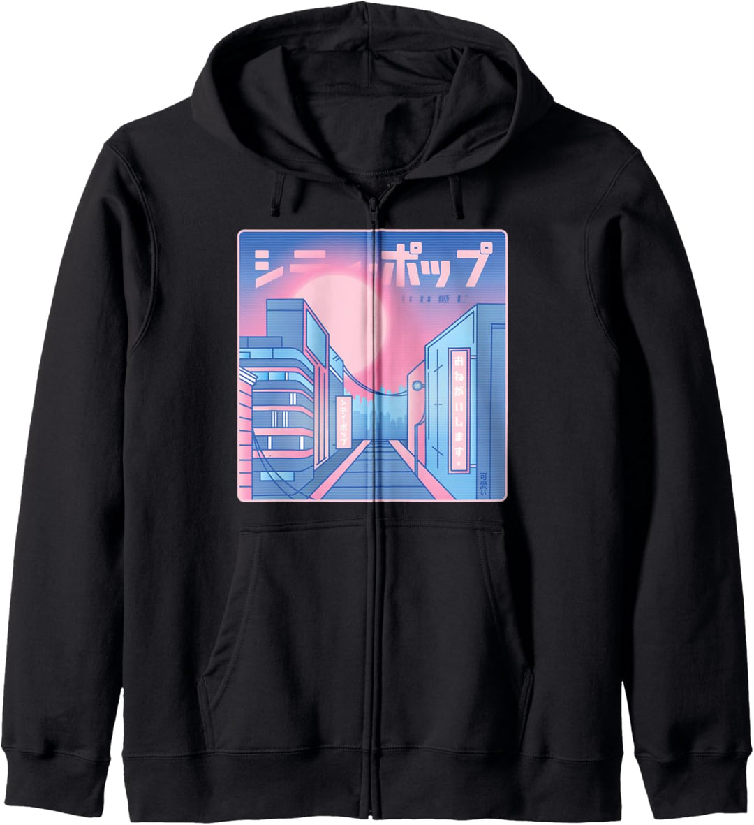 Vaporwave City - Japanischer Stil 80er 90er Japan - Pink Blau Kapuzenjacke