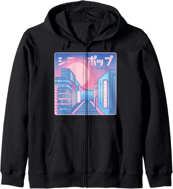 Vaporwave City - Japanischer Stil 80er 90er Japan - Pink Blau Kapuzenjacke