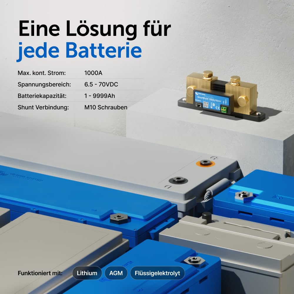 Victron Energy SmartShunt 1000 Amp Batteriewächter (Bluetooth) 1000A, 1000A