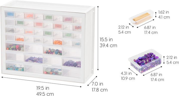 Iris USA stapelbarer Aufbewahrungsschrank mit 44 Schubladen, 49,5 cm B x 17,8 cm T x 39,5 cm H, Weis
