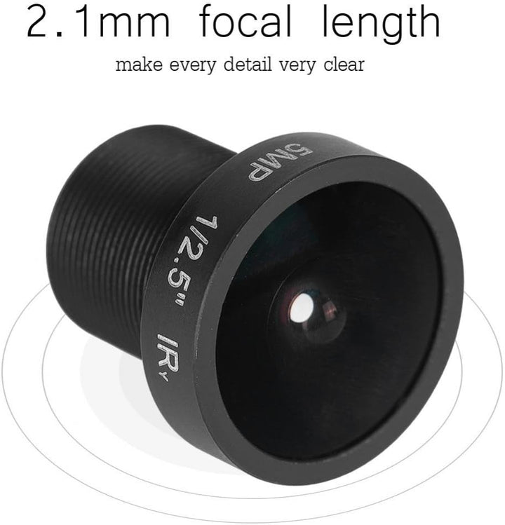 ASHATA 2,1-mm-Kameraobjektiv, 180-Grad-Weitwinkel-Ersatzobjektiv, HD-IR-CCTV-Objektiv für IP-Überwac