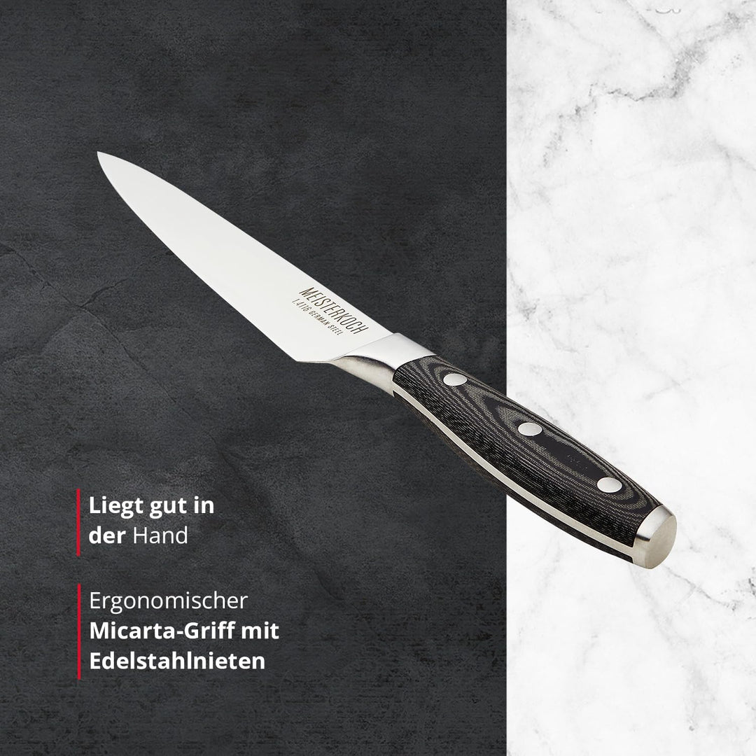 MEISTERKOCH Universalmesser Messer Küchenmesser | 12,5 cm Klinge aus rostfreiem deutschen Edelstahl