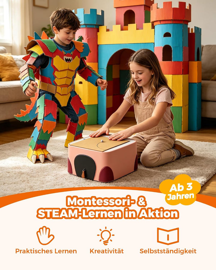 Kartonschneider für Kinder ab 5 Jahren – Kindersicheres Bastelwerkzeug für kreatives DIY, Ohne Schar