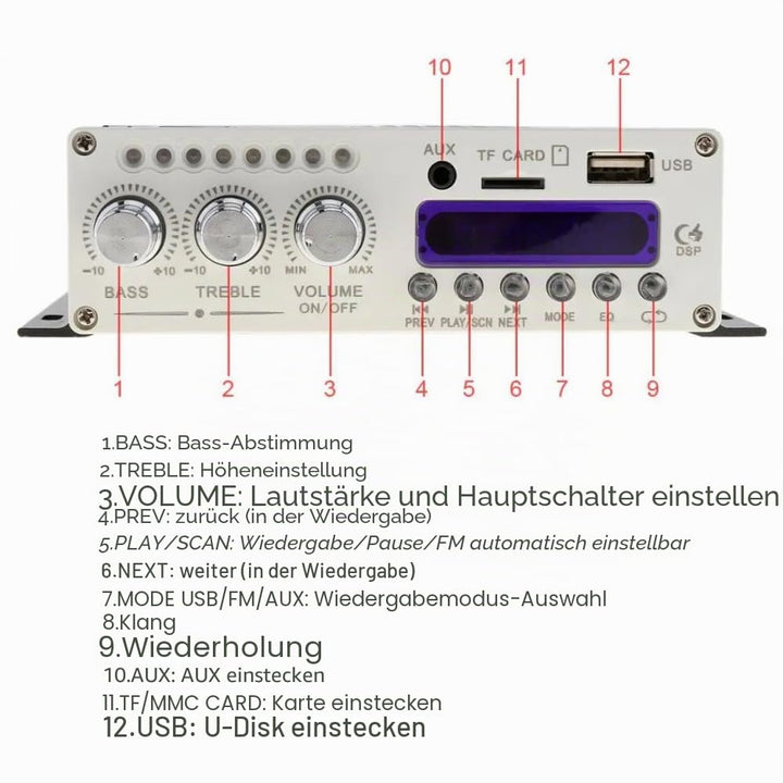 DollaTek Mini Bluetooth Hallo-Fi-Stereo-Audio-AMP Verstärker Bass Booster MP4 12V Unterstützung FM /
