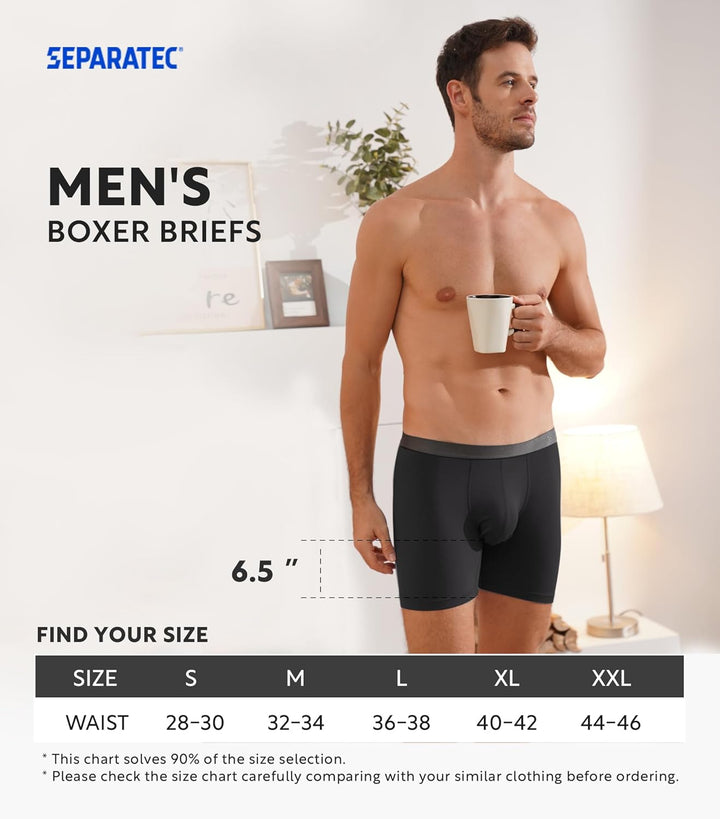 Separatec Boxershorts Herren Bambus Rayon Atmungsaktiv Weich Männer Unterhosen mit Doppelter Beutel