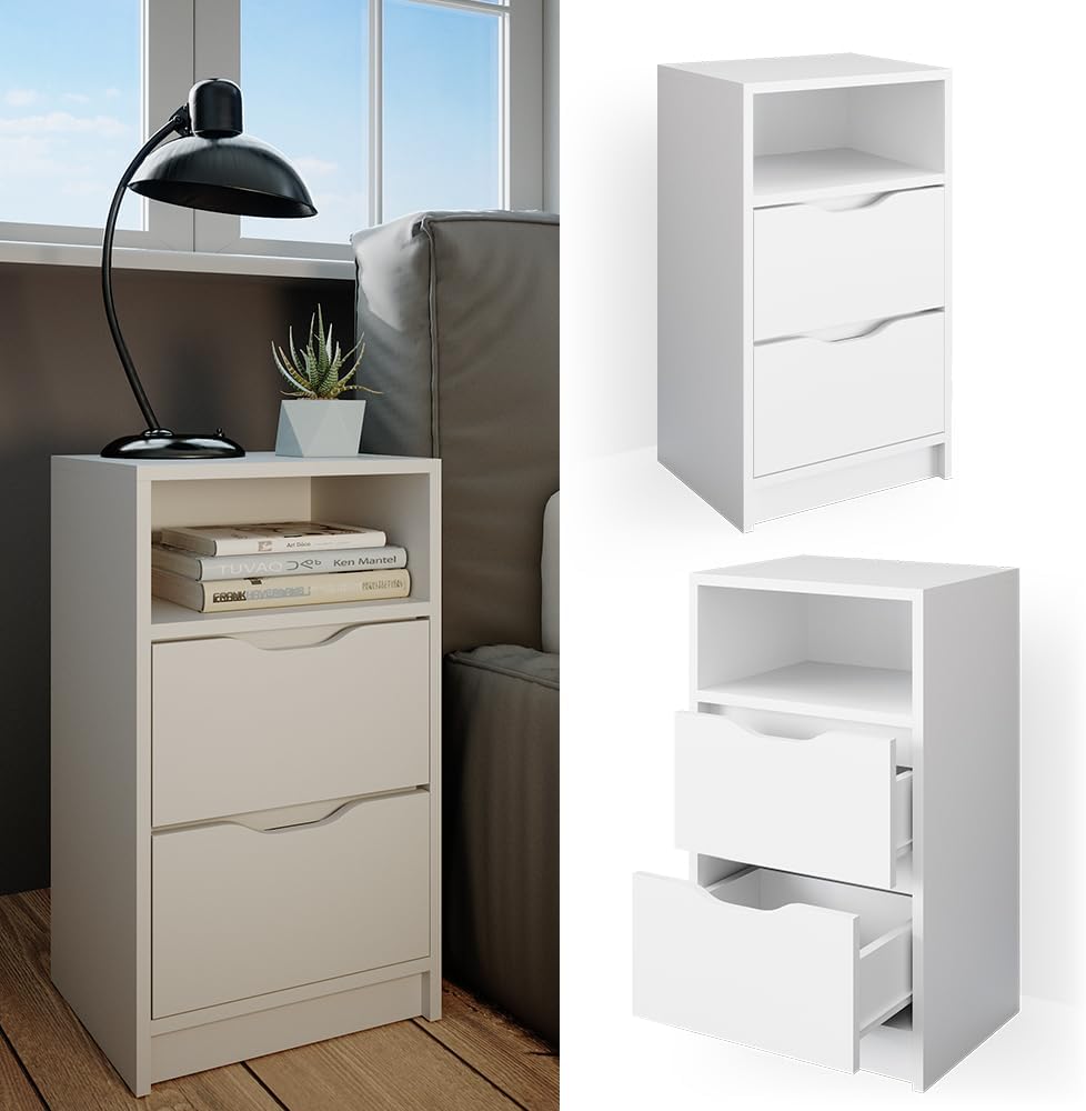 Vicco Nachttisch Ruben, Weiss, 38 x 66.6 cm Einzeln, Einzeln