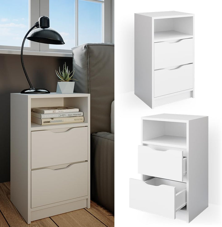 Vicco Nachttisch Ruben, Weiss, 38 x 66.6 cm Einzeln, Einzeln