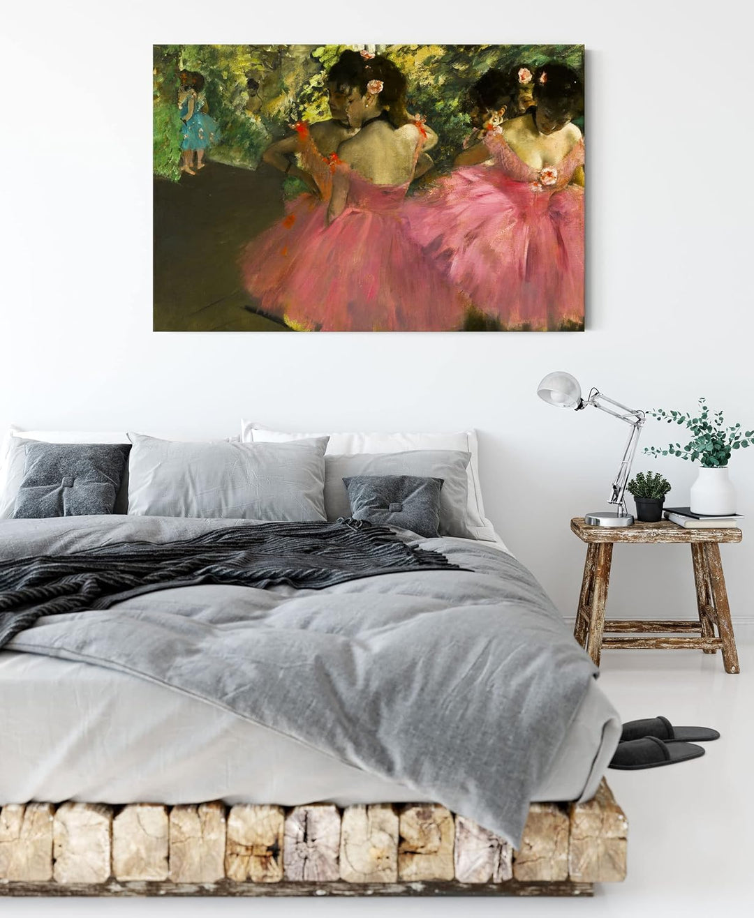 Edgar Degas - Die pinken Tänzerinnen vor dem Ballet als Leinwandbild / Grösse: 100x70 cm / Wandbild