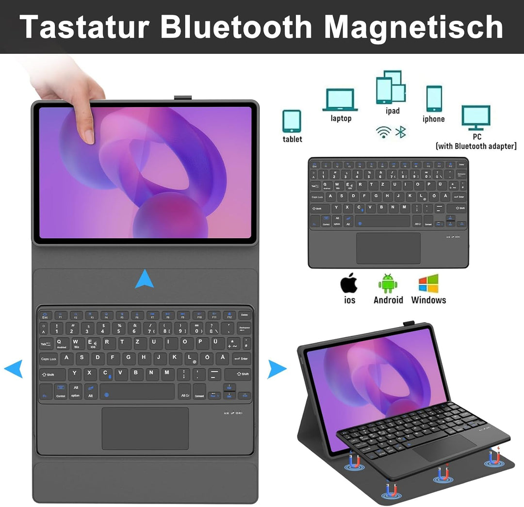 Tastatur Hülle für Lenovo Idea Tab 2025 11 Zoll (TB-336ZU TB-336FU) mit Touchpad, Kabellose Bluetoot