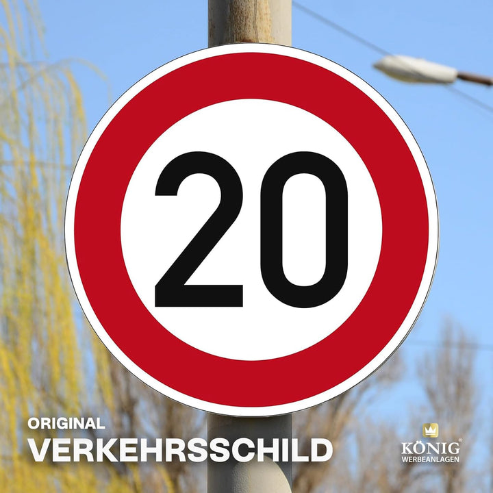 Verkehrszeichen Zulässige Höchstgeschwindigkeit 20 Nr. 274-20 | Ø 420mm, Alu 2mm, RA1 | Original Ver