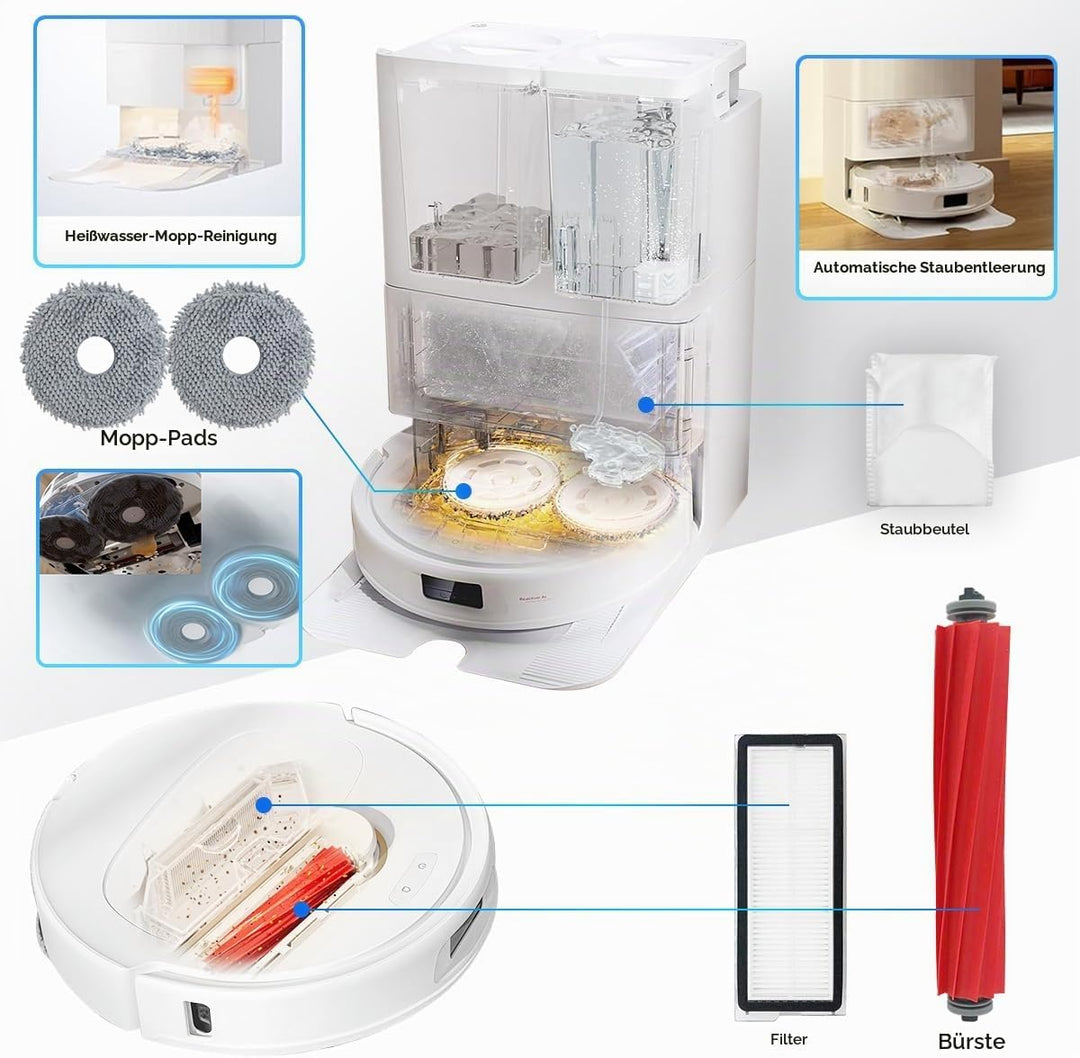 HomeTimes Ersatzteile für Roborock Qrevo Pro für Q revo Maxv Saugroboter Zubehör mit 1 Gummibürsten