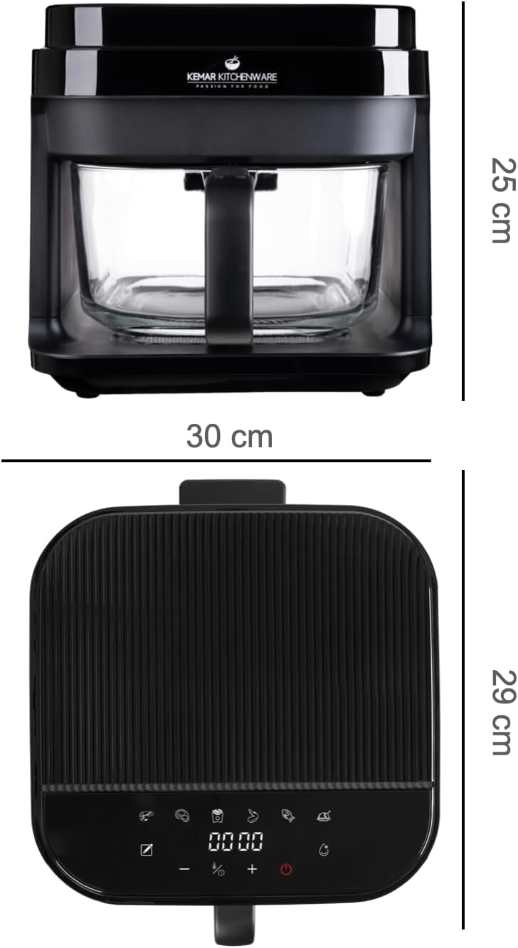 KHF-550 Heissluftfritteuse 5,5 Liter mit Touchdisplay und Frittierkorb aus Glas ohne Beschichtung, A